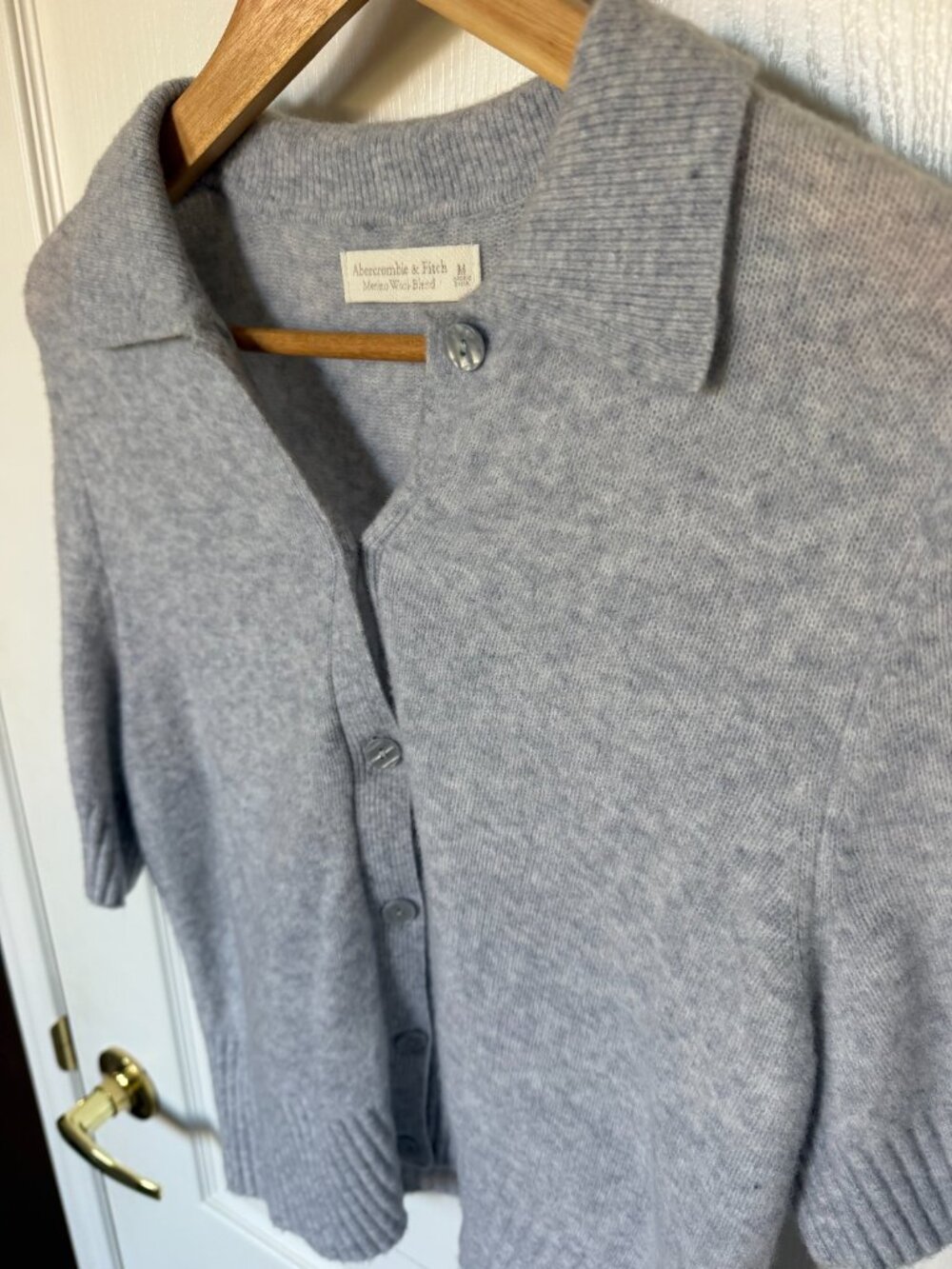 Abercrombie & Fitch Short Sleeve Wool Button Up Sweater - Picture 4 of 5